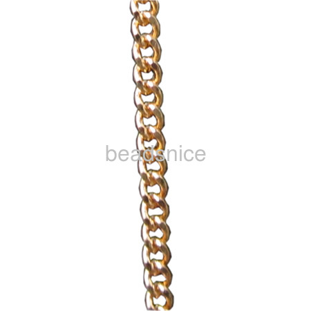 Metal chain wholesale curb chain diy jewelry accessories brass Ion real gold plated environmental